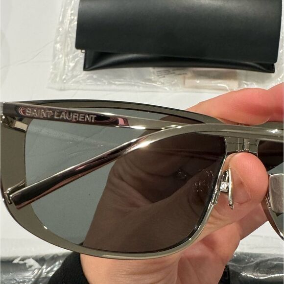 Saint Laurent Luna Mirrored Zinc Alloy Shield Sunglasses - Picture 4 of 6